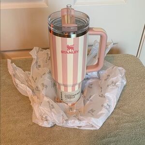 Stanley Pink and White Striped Tumbler